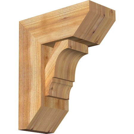Ekena Millwork Balboa Slat Rough Sawn Bracket w/ Offset Brace, Western Red Cedar, 8"W x 18"D x 22"H BKT0806X18X22BOA06RWR